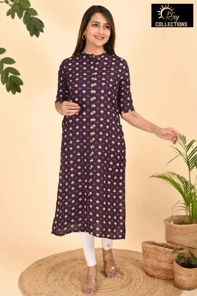 Collar neck kurtis Dark Brown