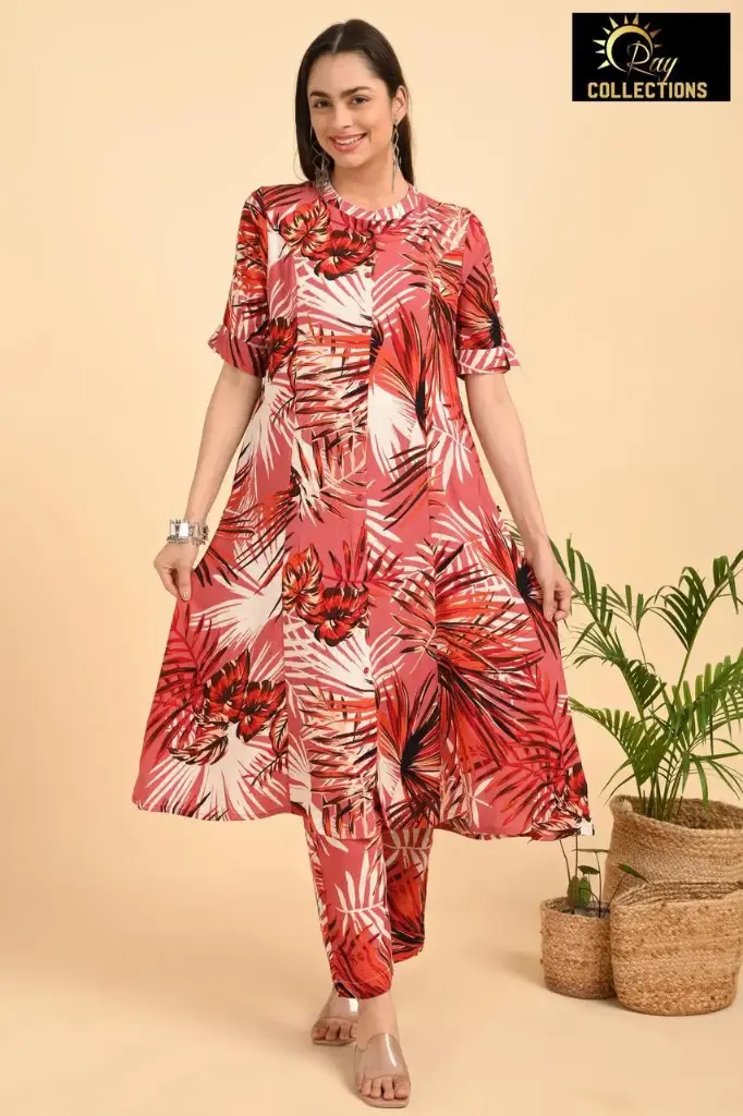 Export Rayon Aline Cord sets Red  (M-40)