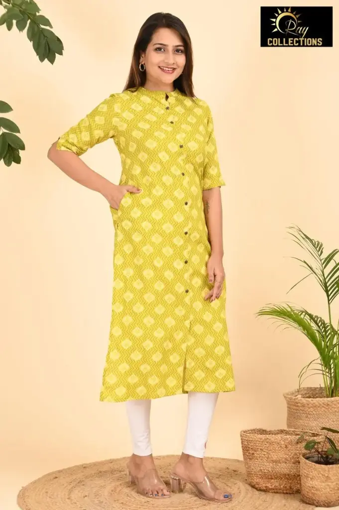 Collar Neck Kurtis Green