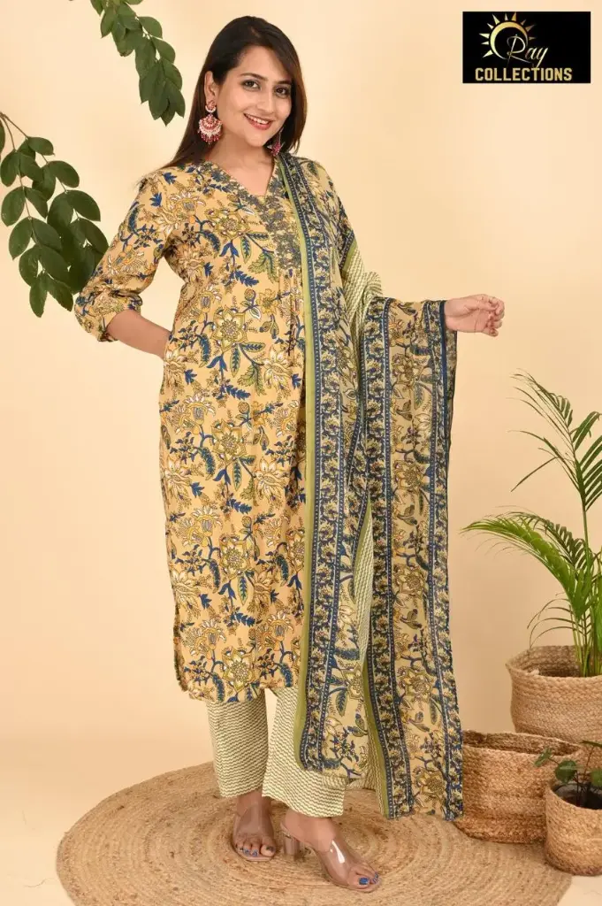 Cotton Duppatta Kurta sets Green (S-38)