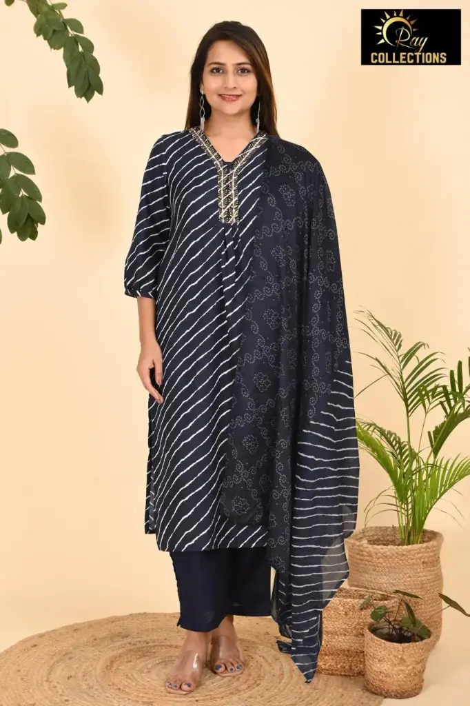 Cotton Duppatta Kurta sets Black (S-38)
