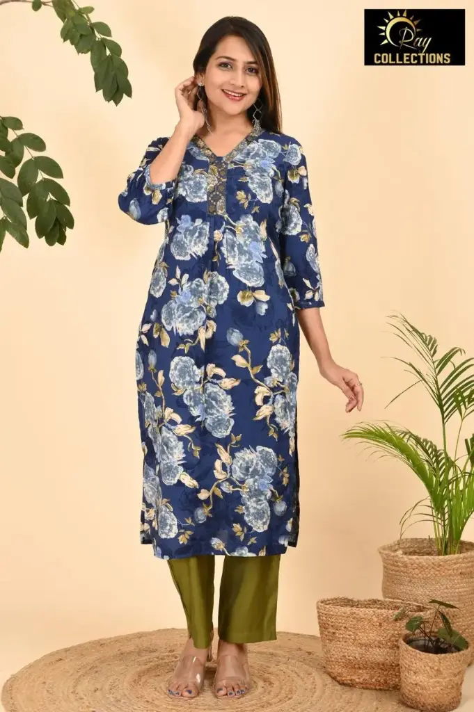 Chanderi Set Dark Blue