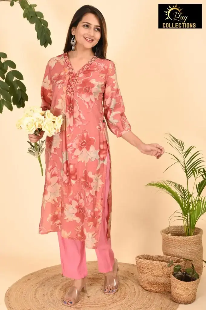Chanderi Set Peach (S-38)