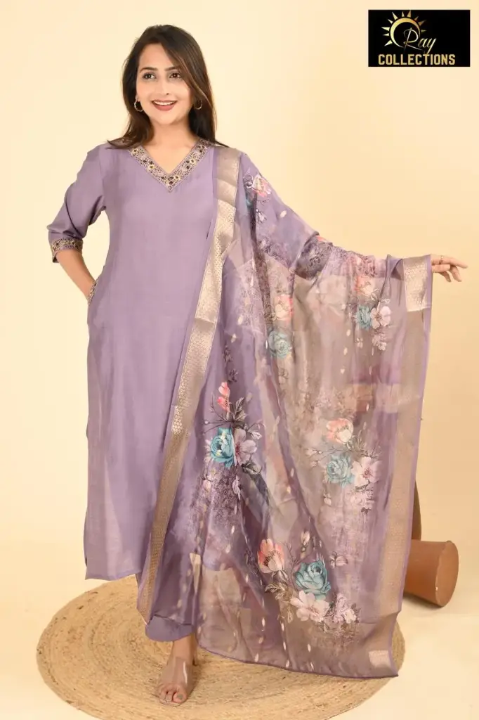 Partywear Duppatta kurta sets Voilet