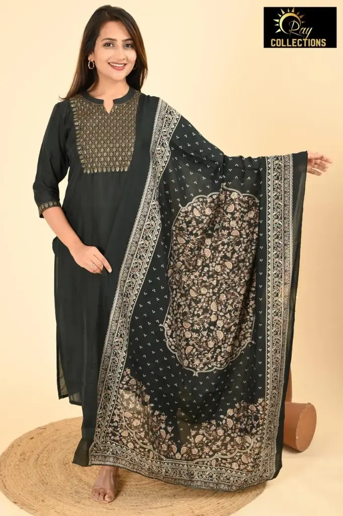 Partywear Duppatta kurta sets Green