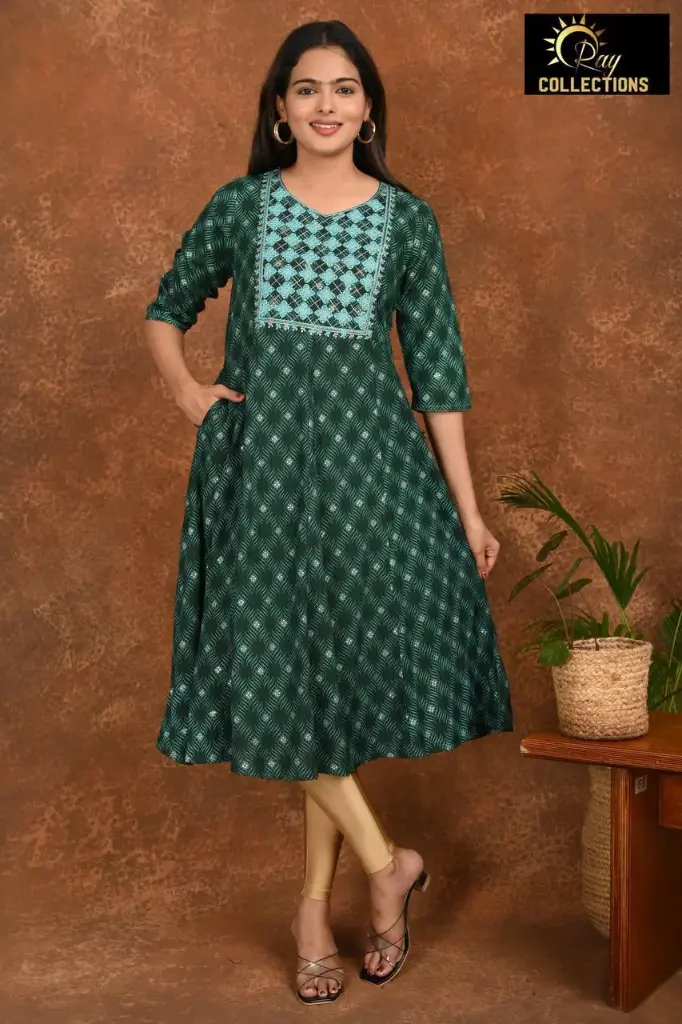 Umbrella kurtis Dark Green