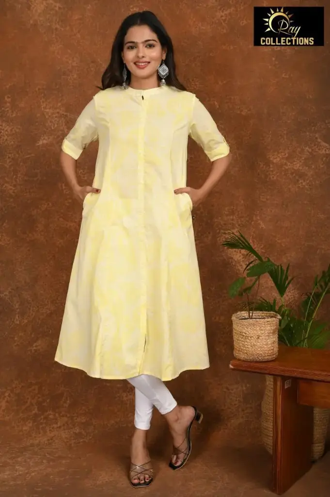 Aline kurtis light yellow  (S-38)