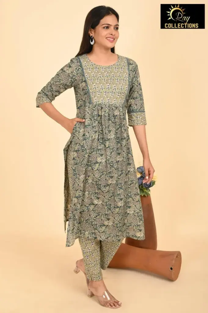 Cotton sets Green-cream (S-38)