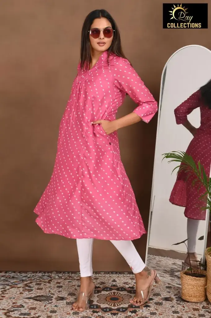 Aline Lining kurtis Pink (S-38)