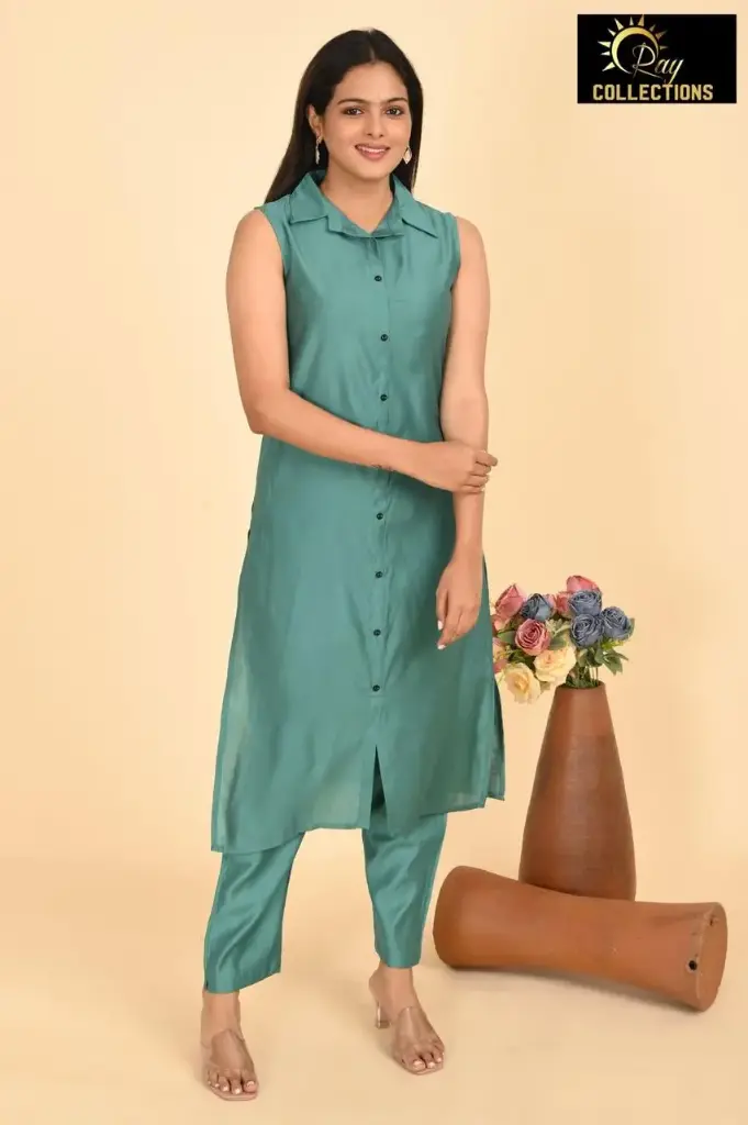 Mens collar cordsets Greenish-blue (S-38)