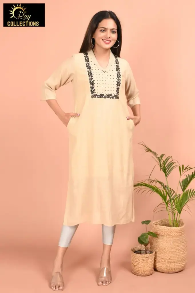 Designer kurtis Cream (S-38)