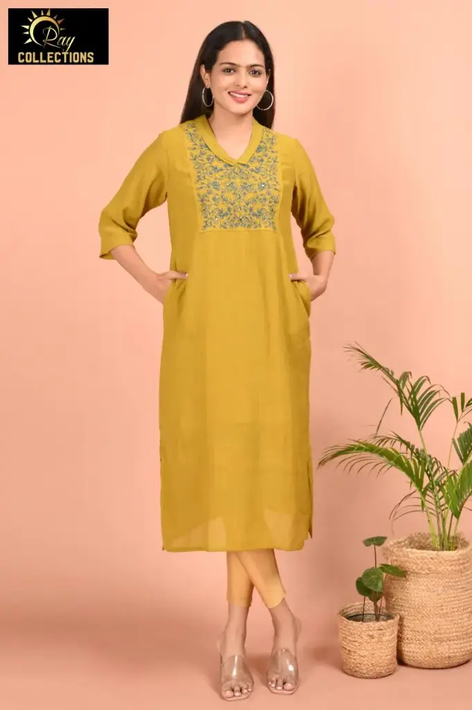 Designer kurtis Olive Green (S-38)