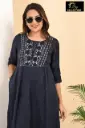 Umbrella kurtis-2 Bluish Gray, White embroidery