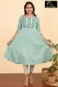 Umbrella kurtis-2 Pastel Blue, Black embroidery