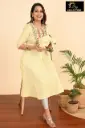 Umbrella kurtis-2 Cream, Red & Green embroidery