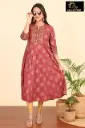 Umbrella kurtis-2 Meroon, Gold embroidery