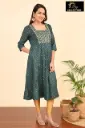Umbrella kurtis-2 Dark Green, Gold embroidery
