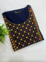 Embroidery Kurtis Dark Blue, Orange Embroidery