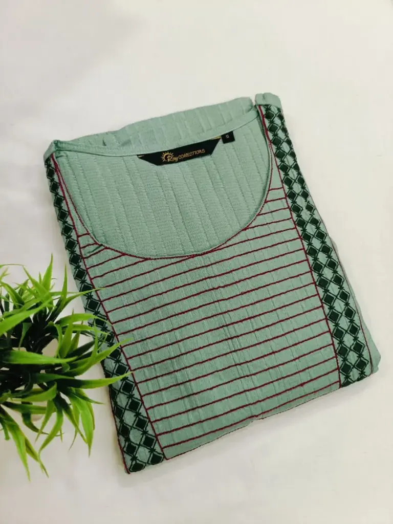 Embroidery Kurtis Mint Green and Purple Embroidery (S-38)