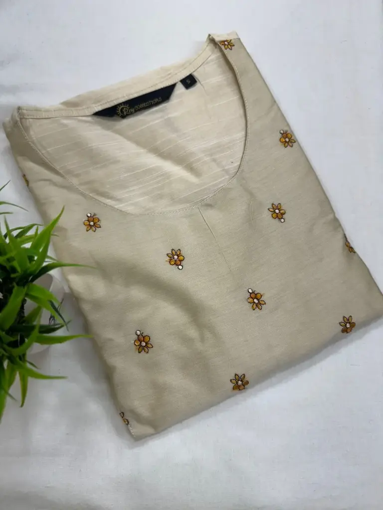 Embroidery Kurtis Golden Gray (S-38)