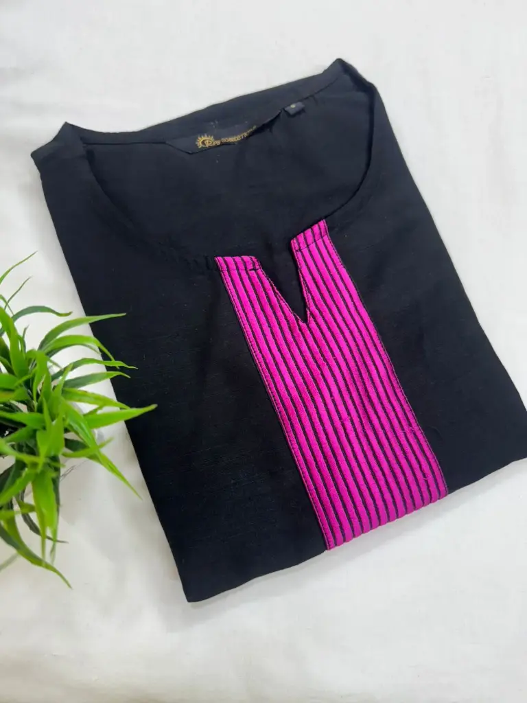 Embroidery Kurtis Black, Pink (S-38)