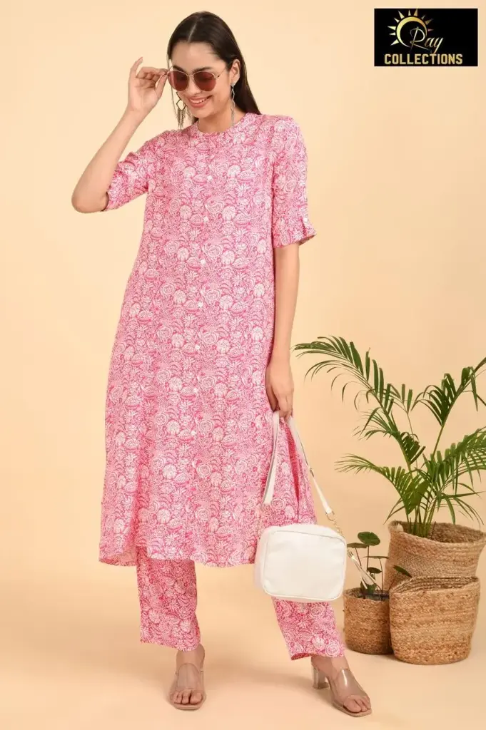 Export Rayon Aline Cord sets Pink (S-38)