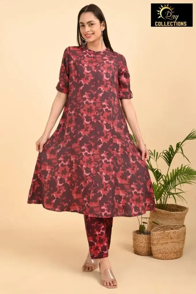 Muslin Aline Cord sets Dark Red (S-38)