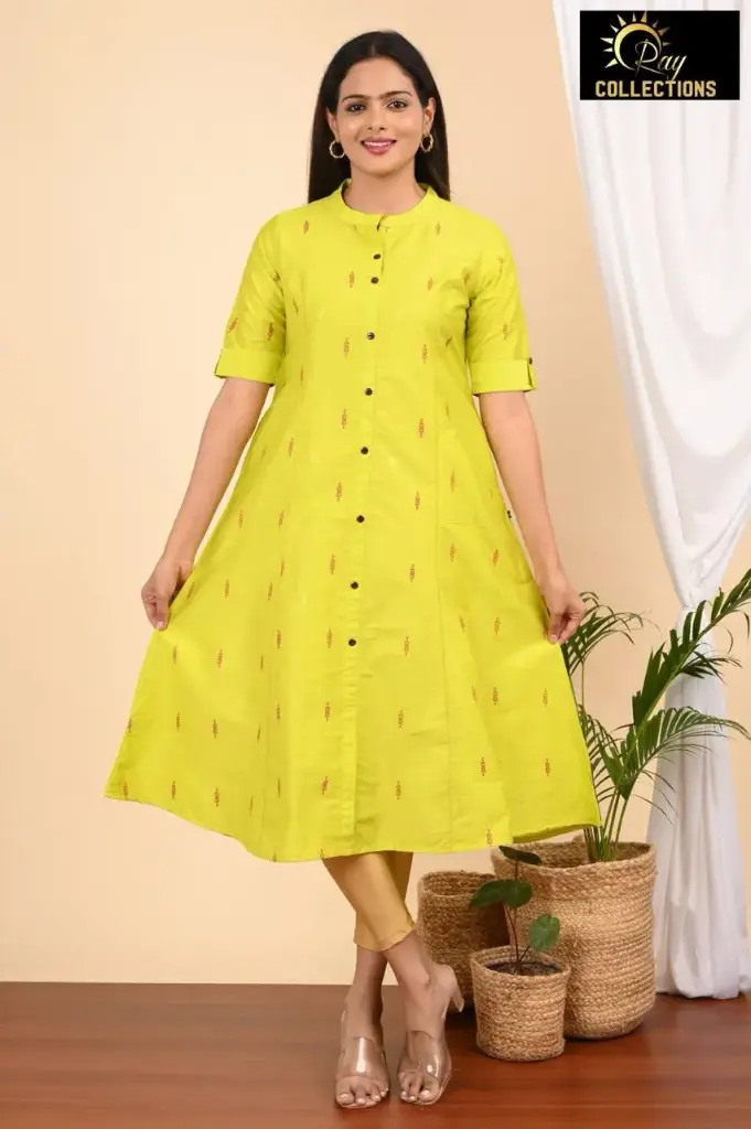 Aline kurtis Yellow-red dots (S-38)