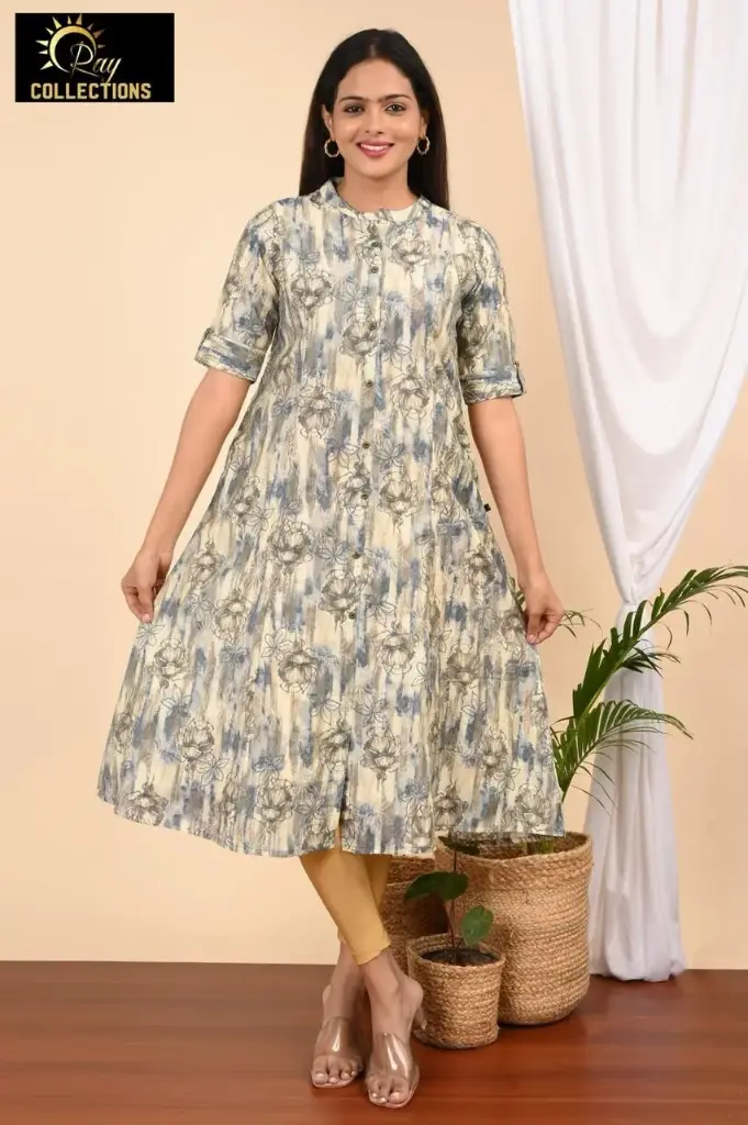 Aline Cream, Blue-green Patterns (S-38)