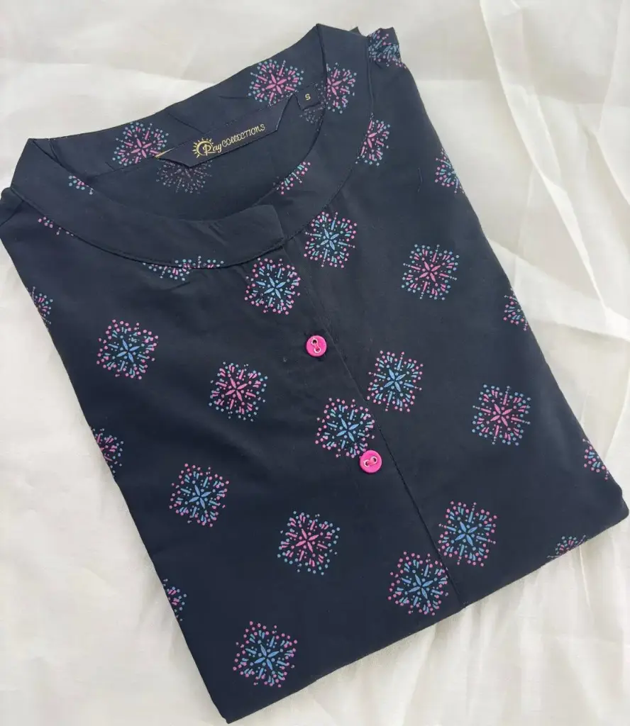Collar Neck Kurtis Black, Pink-Blue patterns