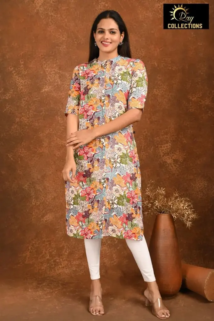 Collar Neck Kurtis Multi color Flowers