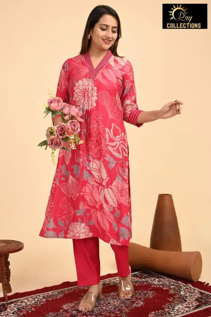 Vatican kurti set Red with Gray
