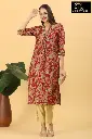 Vatican kurti set Red with cream floral