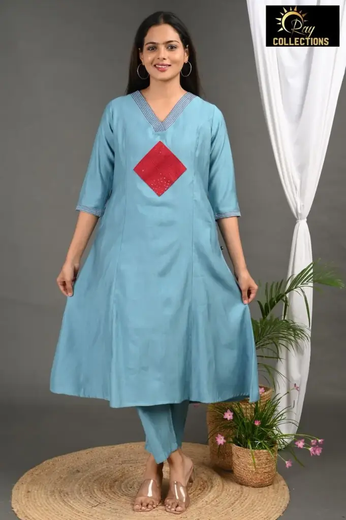 Aline Vatican Cordsets Greenish Blue, Red Diamond  (S-38)