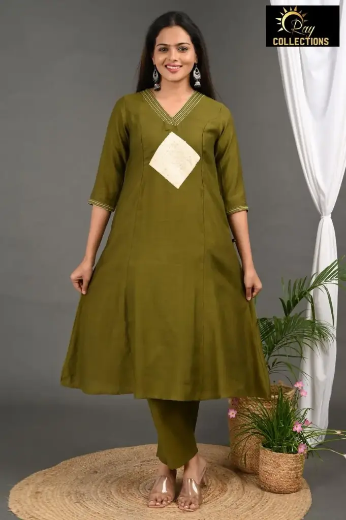 Aline Vatican Cordsets Olive Green, Cream Diamond (S-38)