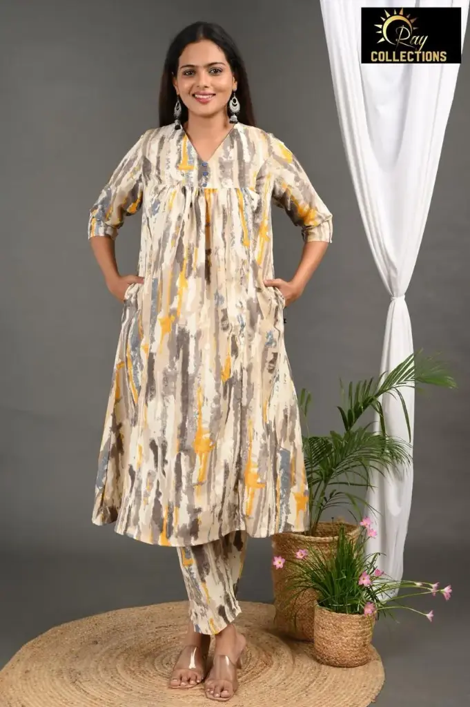 ALINE CORDSETS Wild Rock Dark Brown, Yellow, Cream  (S-38)