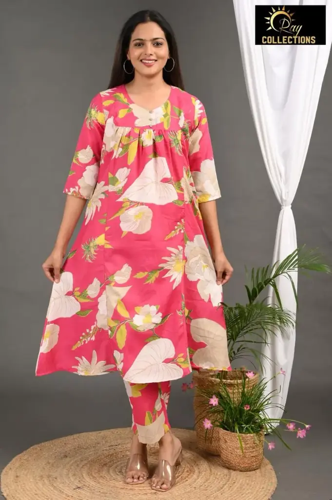 ALINE CORDSETS, Cream Flowers (S-38)