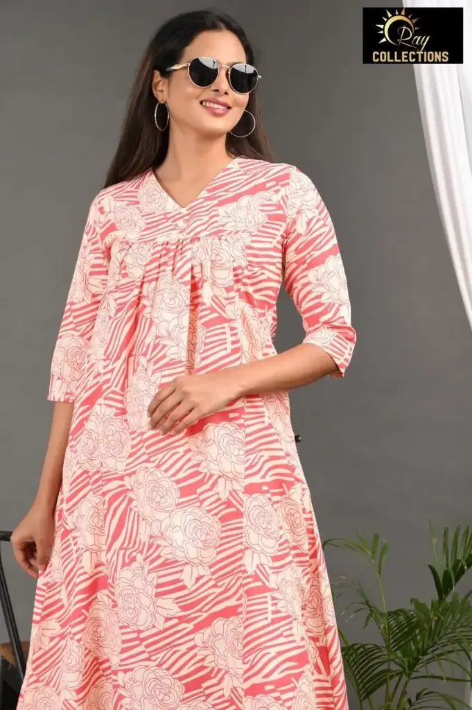 ALINE CORDSETS Peach, Cream Flowers (S-38)