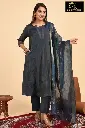 Partywear Aline Duppatta kurta sets Navy Blue