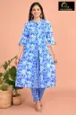 Cotton Kurti Set Blue, Light Blue Flowers