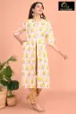 Cotton Kurti Set Light Voilet, Yellow Flowers