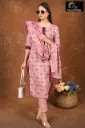 Rayon Foil Duppatta sets Peach with White Patterns