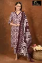 Rayon Foil Duppatta sets wine with Silver Patterns