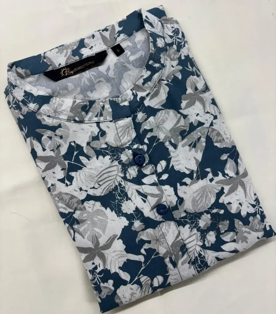 Collar neck kurti Blue Floral