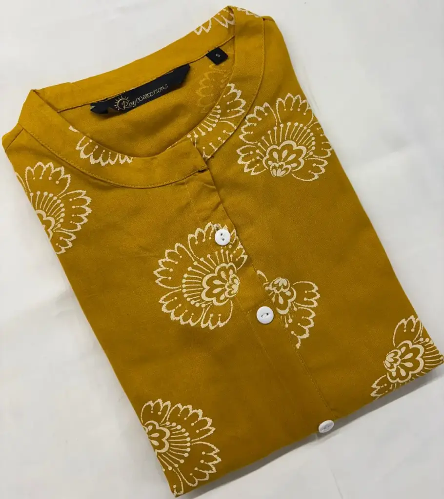 Collar neck kurti Yellow 