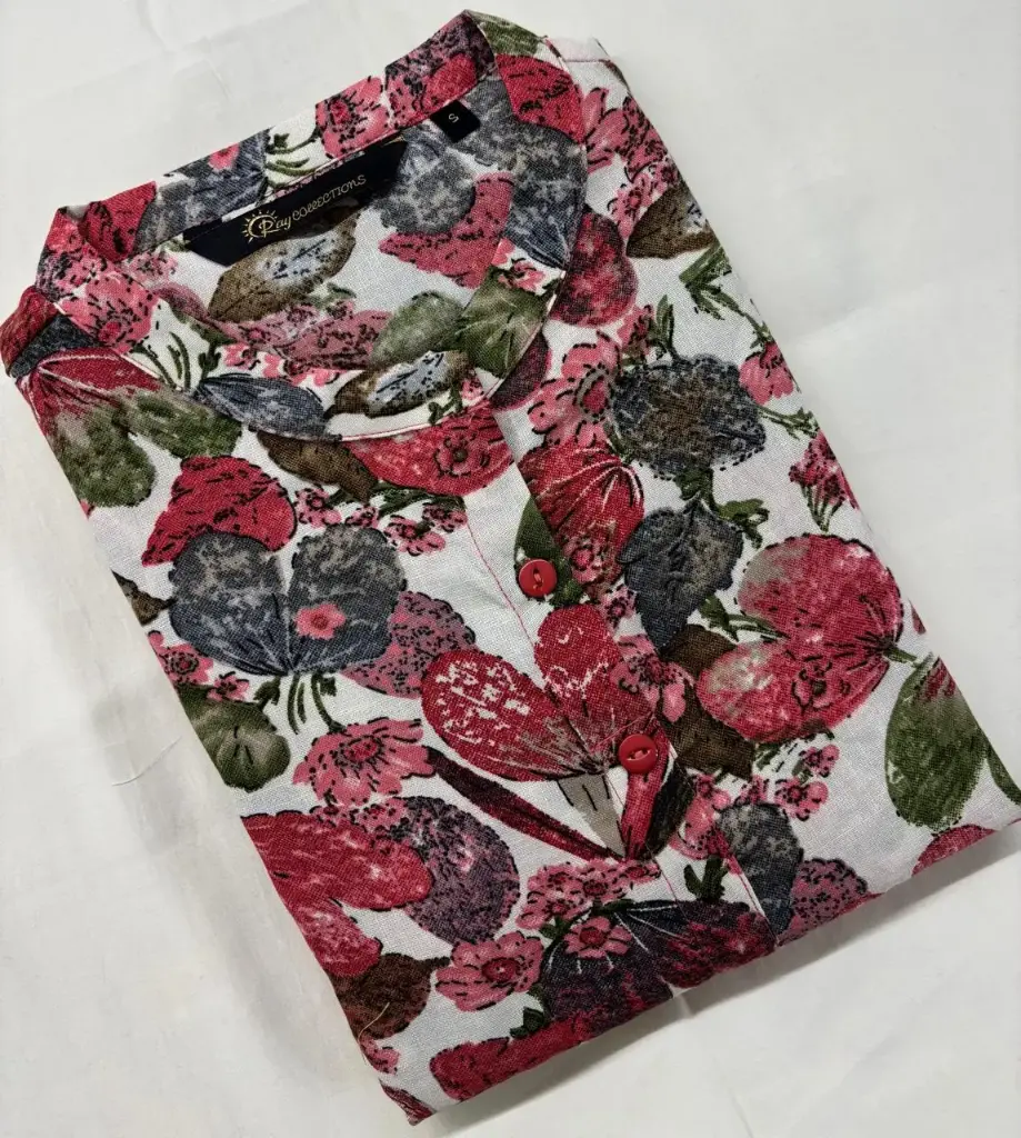 Collar neck kurti Multicolour Cotton 