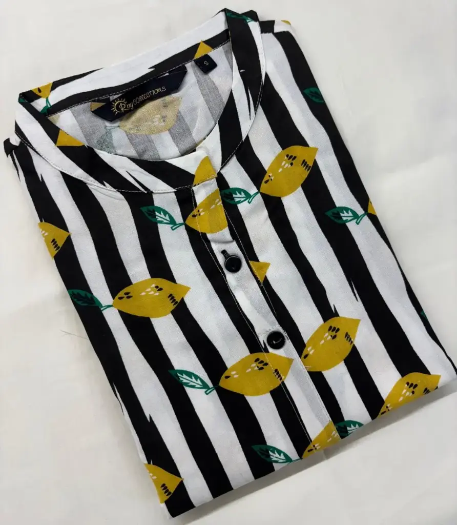 Collar neck kurti Black stripes 