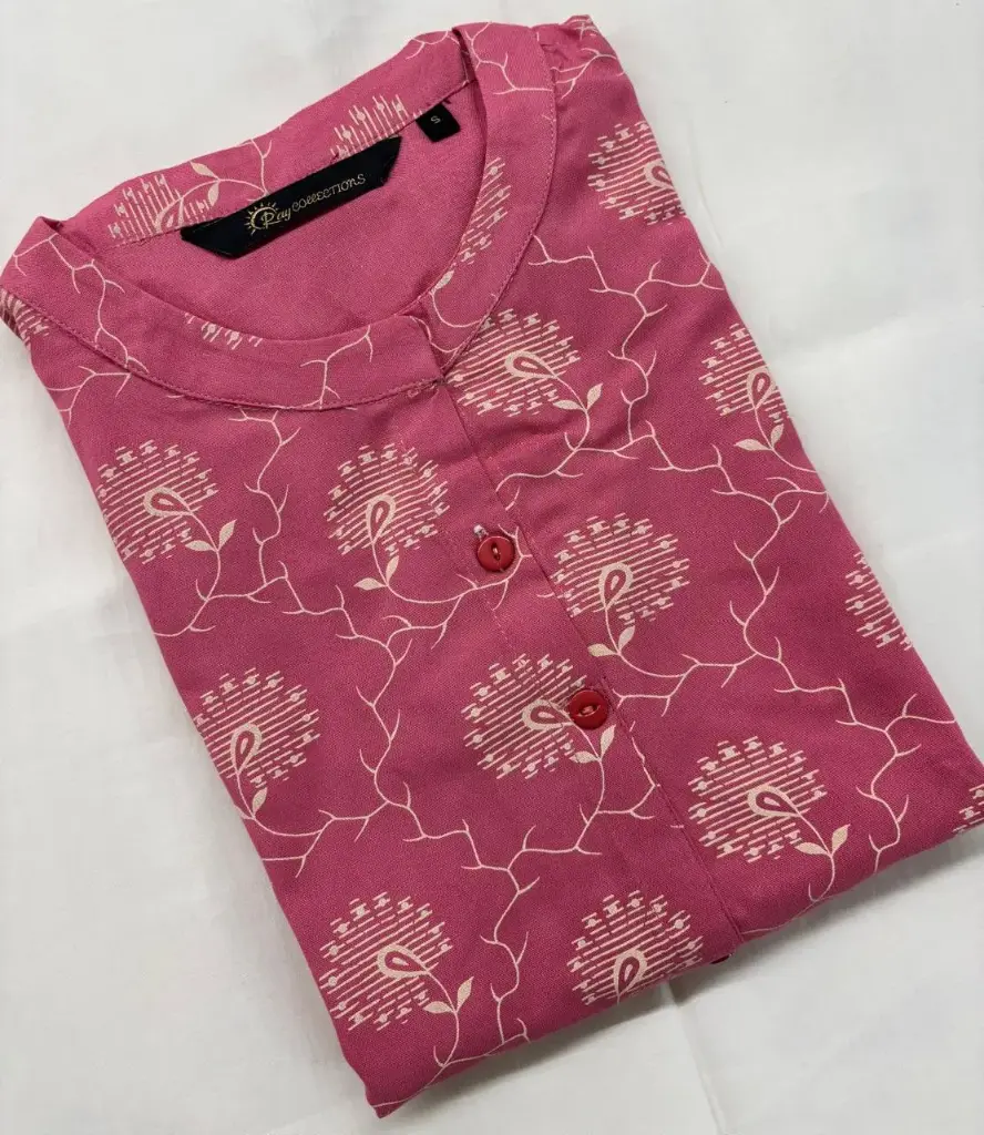 Collar neck kurti Light Pink 