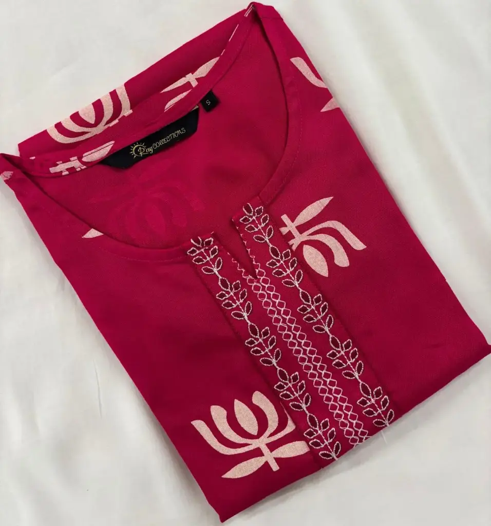 1500 Combo Kurtis Red and White, brown Embroidery (S-38)