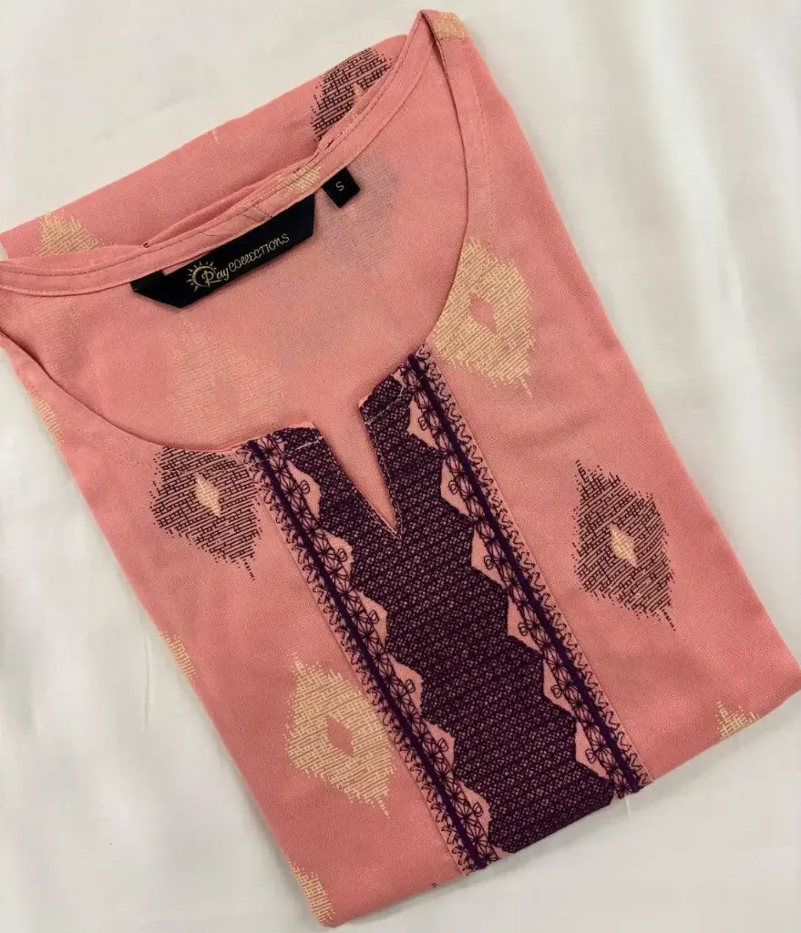 1500 Combo Kurtis Peach and Purple Embroidery (S-38)